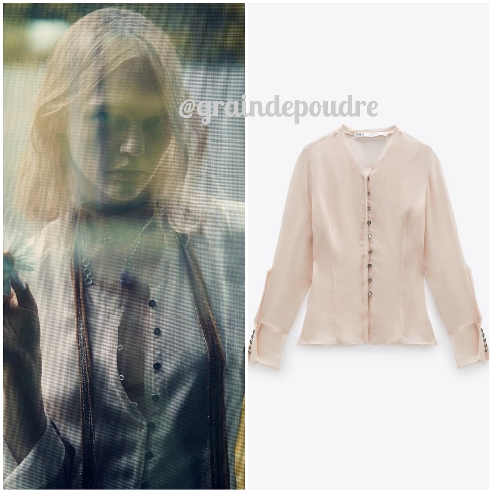 Zara Limited Edition Pink Semi-Sheer Shirt S